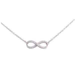 Infinity Necklace with Clear CZs in Sterling Silver